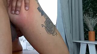 Dutch soccer fan passionately fucks Brazilian fan's ass without condom in POV, featuring ass to mouth and sheer lingerie.