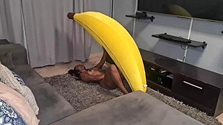 Tattooed Desi Slut Humps Big Banana in Close-Up Action!
