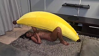 Tattooed Desi Slut Humps Big Banana in Close-Up Action!