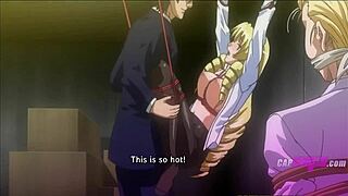 Anime sex video with an Asian heroine tied up and cumming