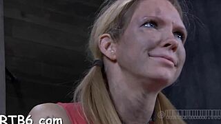 fastened gal gets toyed hard in her twat, damn! 😈