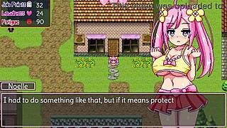 Noelle does her best with big tits and ass in hentai game toys