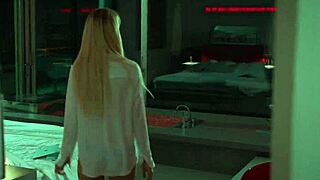 Blonde tushy model inserts butt plug for manager's attention