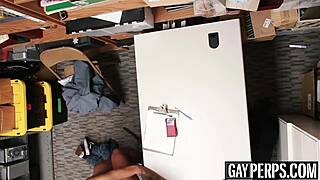 Tattooed Ebony Thief Barebacked by Security Guard