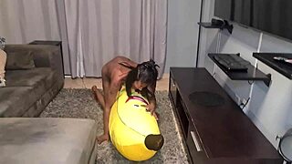 Tattooed Desi Slut Humps Big Banana in Close-Up Action!