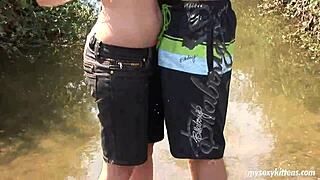 Hot teen 18+ jenny suck and fuck cock outdoors