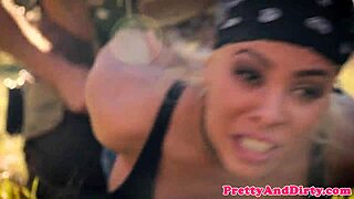 Brunette with big boobs on a couch, riding a dick