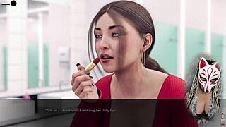 In the office, the sexy secretary with huge boobs teases her boss playfully during roleplay.