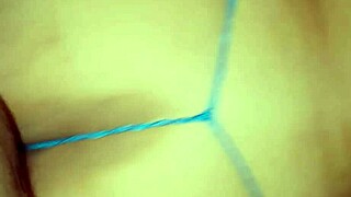 Sexy latina milf fucks hard in thong, sucks clit passionately