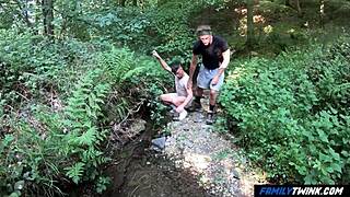 Exploring nature with my raunchy step-uncle, fucking bareback and cumming on his ass