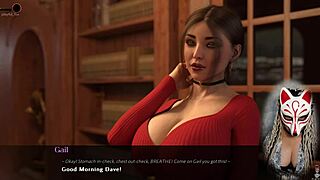 In the office, the sexy secretary with huge boobs teases her boss playfully during roleplay.