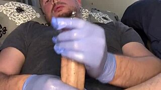 Flexible guy uses plug for hardcore masturbation with big cock in fetish scene