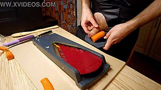 Sexy gay chef cooking NAKED, playing with toys in kitchen solo!