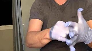 Flexible guy uses plug for hardcore masturbation with big cock in fetish scene