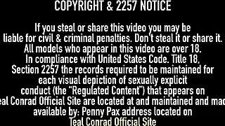 teal conrad slowly fucks herself with green dildo