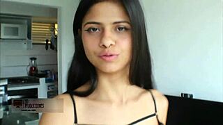 Hey, my horny stepsister collects my cum in a glass and swallows it