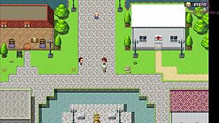 i thnk she's bathing but maybe not in this hentai game