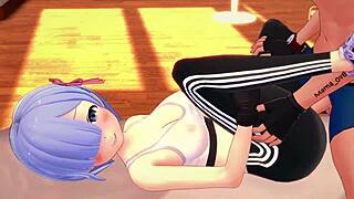Rem's workout ends in a steamy hentai encounter