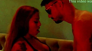 Redhead In Corset And Lingerie Kisses Tattooed Young Girl While Fucking Monster Cock