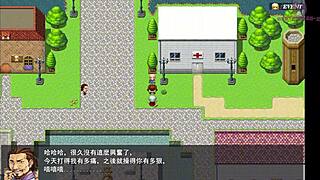 i thnk she's bathing but maybe not in this hentai game