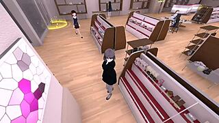 Secretly Exposing Under Naked Coat in Public Anime Game