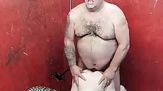 muscular bodybuilder shares warm milk with stepdaughter in belly-focused scene