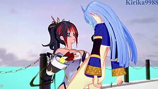 Intense futanari and lesbian scenes in Super Robot Wars