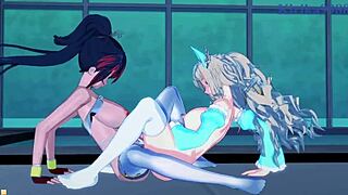 Intense futanari and lesbian scenes in Super Robot Wars