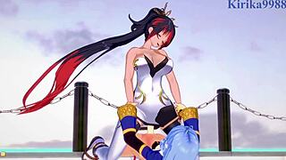 Intense futanari and lesbian scenes in Super Robot Wars