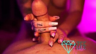 Finger play with long nails for a sensual experience