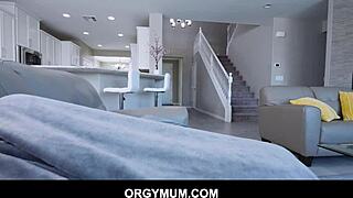 Stepson and stepmom's forbidden affair on the cozy sofa