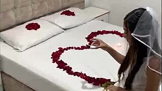 wife enjoys creampie in missionary and riding with monster cock on honeymoon