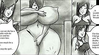 Giantess grows huge boobs in breast expansion comic