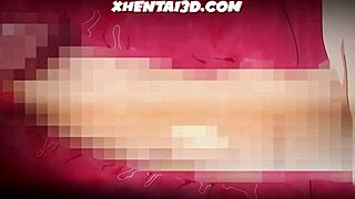 Beautiful teenage woman with great big boobs in a hot hentai scene with subtitles