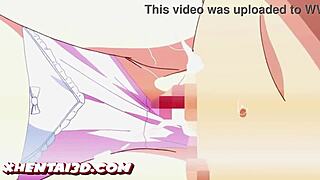 Beautiful teenage woman with great big boobs in a hot hentai scene with subtitles