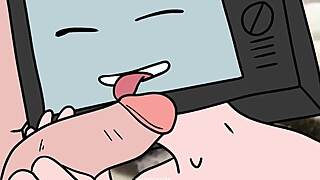 tv woman and cameraman swap wild oral action