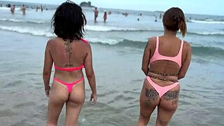 Tattoed up beauties enjoy outdoor fun at the beach