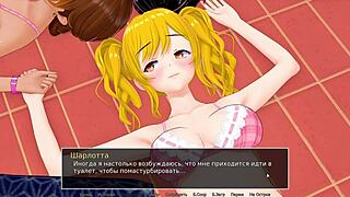 3D animated Asian threesome with big nipple play and ass fucking