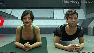 I stranded in space with big tits milf doing hot yoga