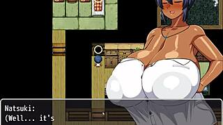 TANNED GIRL NATSUKI MASTURBATES OVER HER PLUMP BODY IN HENTAI GAME EP 5!