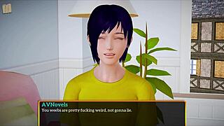 My new family plays a fun game at home.