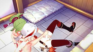 GENSHIN IMPACT HENTAI - KAZUHA X KUKI SHINOBU HARDSEX WITH CUM AND BLOWJOB IN COSTUMES