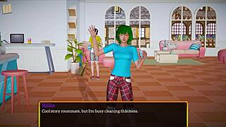 My new family plays a fun game at home.