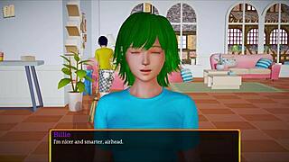 My new family plays a fun game at home.