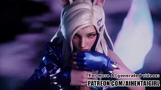 Ahri from League of Legends Delivers Uncensored Hentai Cumshots in AI Art