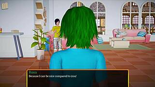 My new family plays a fun game at home.