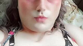 Blue Dress Crossdresser Twink Shows Big Butt in Homemade Cowgirl Action