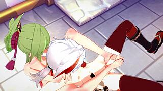GENSHIN IMPACT HENTAI - KAZUHA X KUKI SHINOBU HARDSEX WITH CUM AND BLOWJOB IN COSTUMES