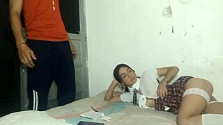 Hey stepbrother, help with school tasks? the young colombian schoolgirl asks, then we fuck hard in medellin after