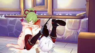GENSHIN IMPACT HENTAI - KAZUHA X KUKI SHINOBU HARDSEX WITH CUM AND BLOWJOB IN COSTUMES